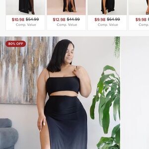 Fashion Nova Mariah Slit Skirt Set- Black